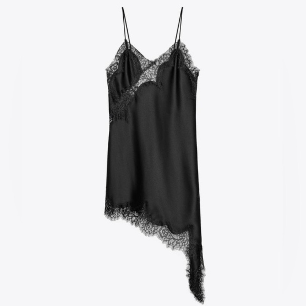 Zara NWT asymmetric lace dress black 5919/200 - Picture 10 of 16